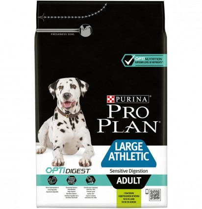 Pro Plan OptiDigest Large Athletic Adult сухой корм для взрослых собак крупных пород с чувствительным пищеварением с ягненком и рисом 3 кг. 